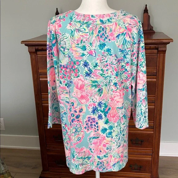 Lilly Pulitzer UPF 50+ Justina Tunic in Gypsea Serene Blue Size XL - Picture 6 of 10